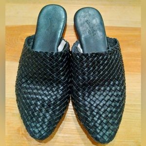 Black Woven Mules